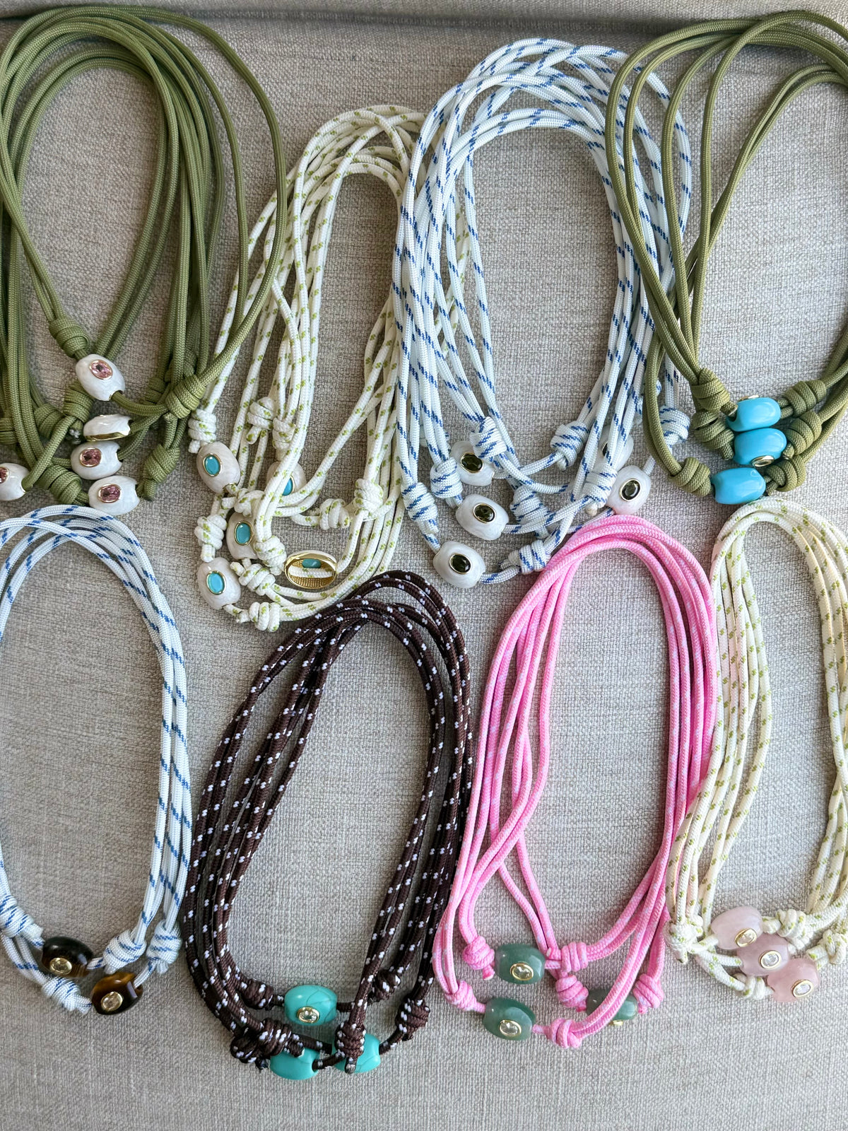 The Gemma - Pink Cord + Aventurine gemstone