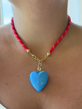 The Chunky Heart - Red Cord/Powder Blue Heart