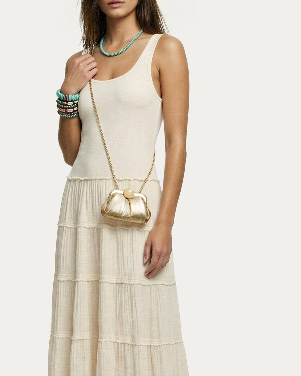 Full Circle Micro Crossbody | Champagne Leather
