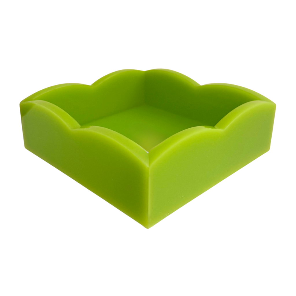 Acrylic Scalloped Cocktail Napkin Holder - Glossy Green