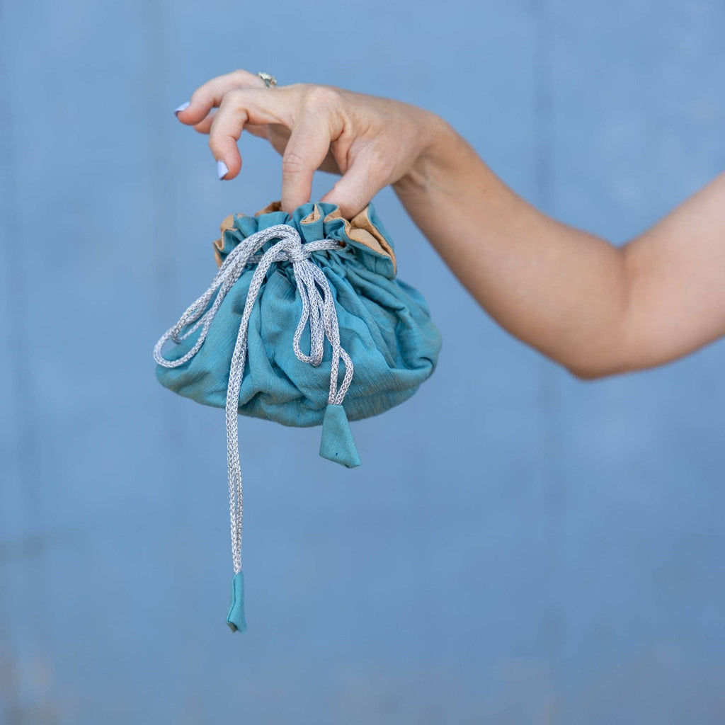 Travel Jewelry Bag - Medium - Aegan Blue with Champagne Lining