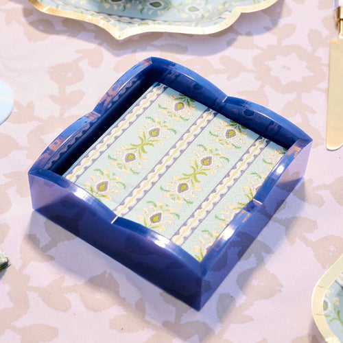 Acrylic Scalloped Cocktail Napkin Holder - Glossy Navy