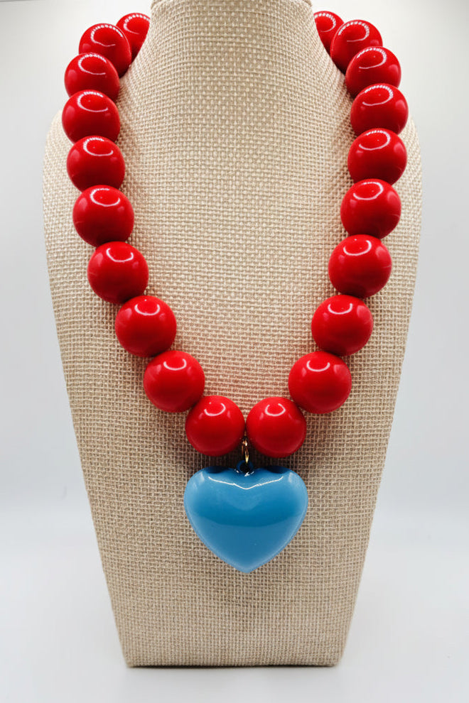 The Lamar - Red with Powder Blue Heart