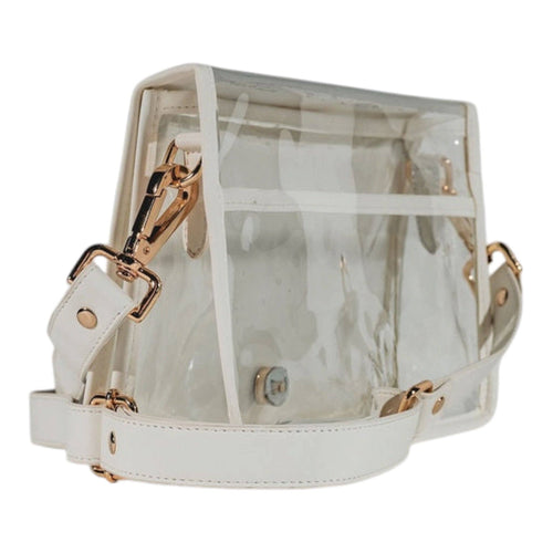 Garland Clear Stadium Bag - Navy Buffalo Check with Gold Bamboo Stick