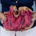 Travel Jewelry Bag-Medium - Rhubarb with Champagne Lining