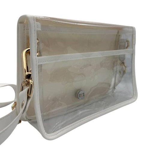 Garland Clear Stadium Bag - Red and Blue Gingham with White Bamboo