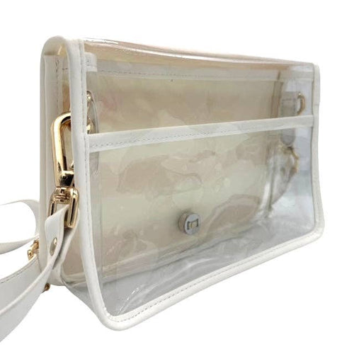 Garland Clear Stadium Bag - Orange Gingham with Gold Bamboo Stick