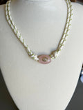The Gemma - Green White Cord + Pink gemstone