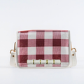 Crimson Buffalo Check Clear Stadium Bag with White Bamboo Stick