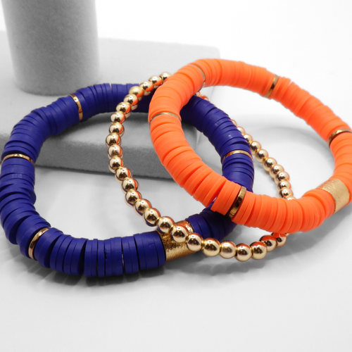 Blue and Orange Game Day Bracelet Stack