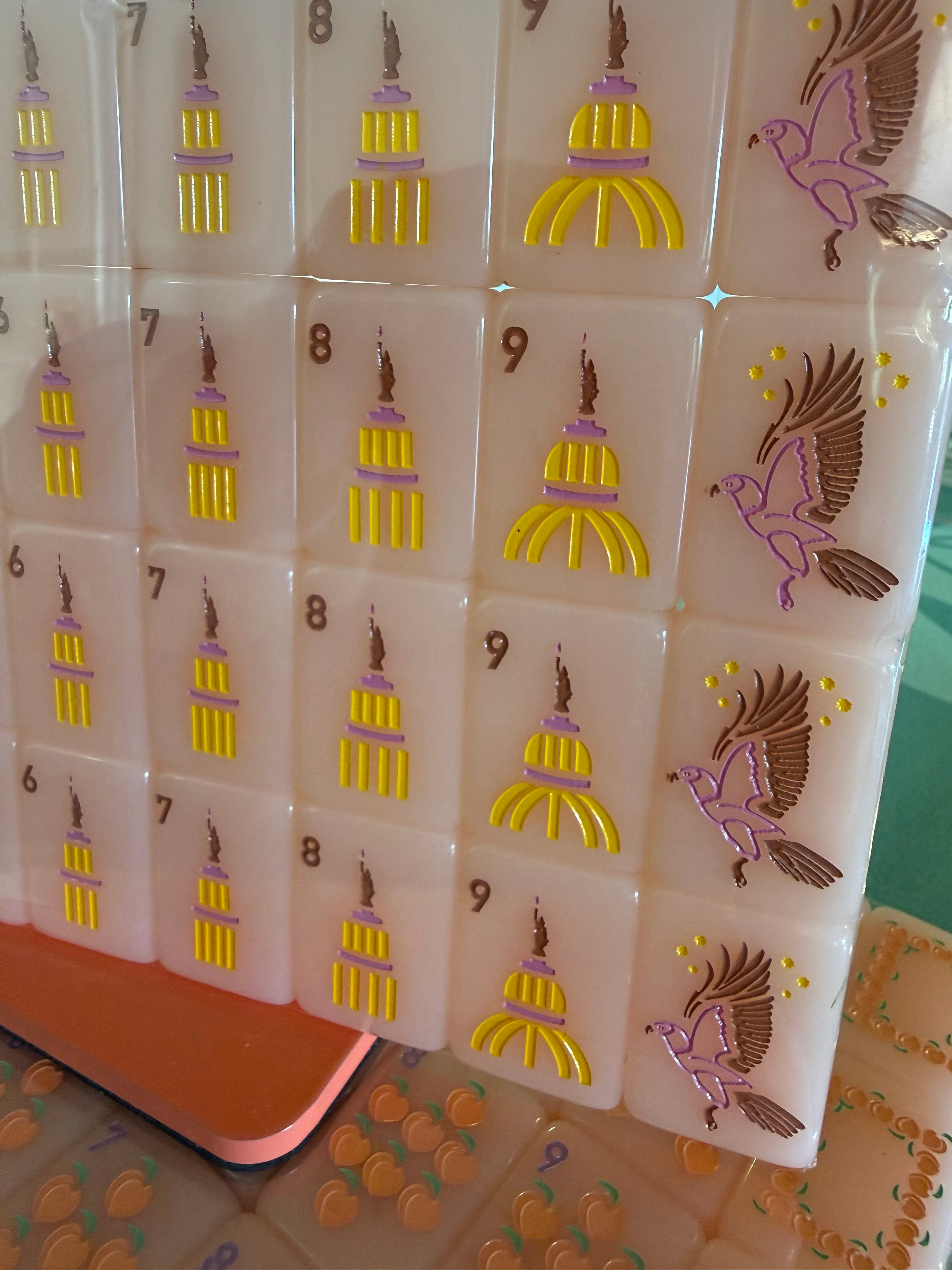 Mahjong Tile Set - Middle and Main Peach and Pine Tiles - A Georgia Inspired Mahjong Tile Set