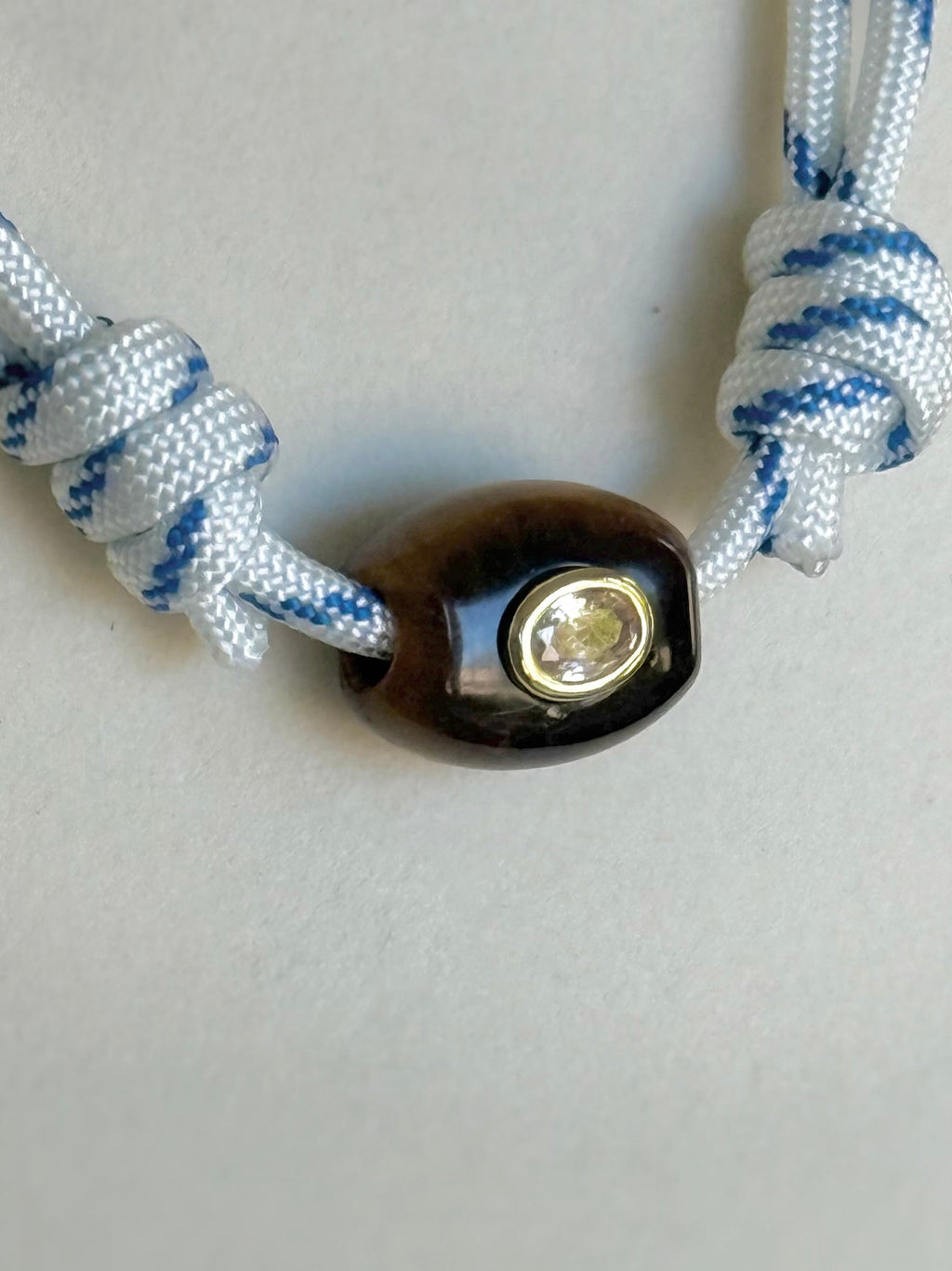 The Gemma - Blue White Cord + Tortoise gemstone