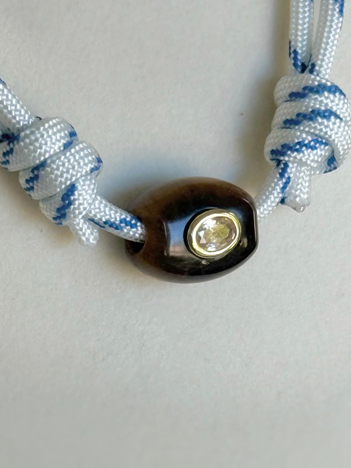 The Gemma - Blue White Cord + Tortoise gemstone