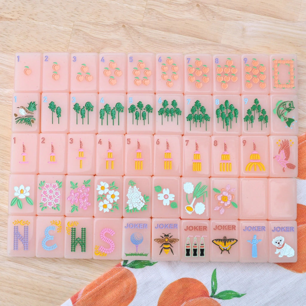 Mahjong Tile Set - Middle and Main Peach and Pine Tiles - A Georgia Inspired Mahjong Tile Set