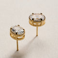 Bessie - Oval CZ Stud Earrings- 18k Gold Filled