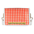 Orange Gingham Clear Stadium Bag with Gold Bamboo Stick