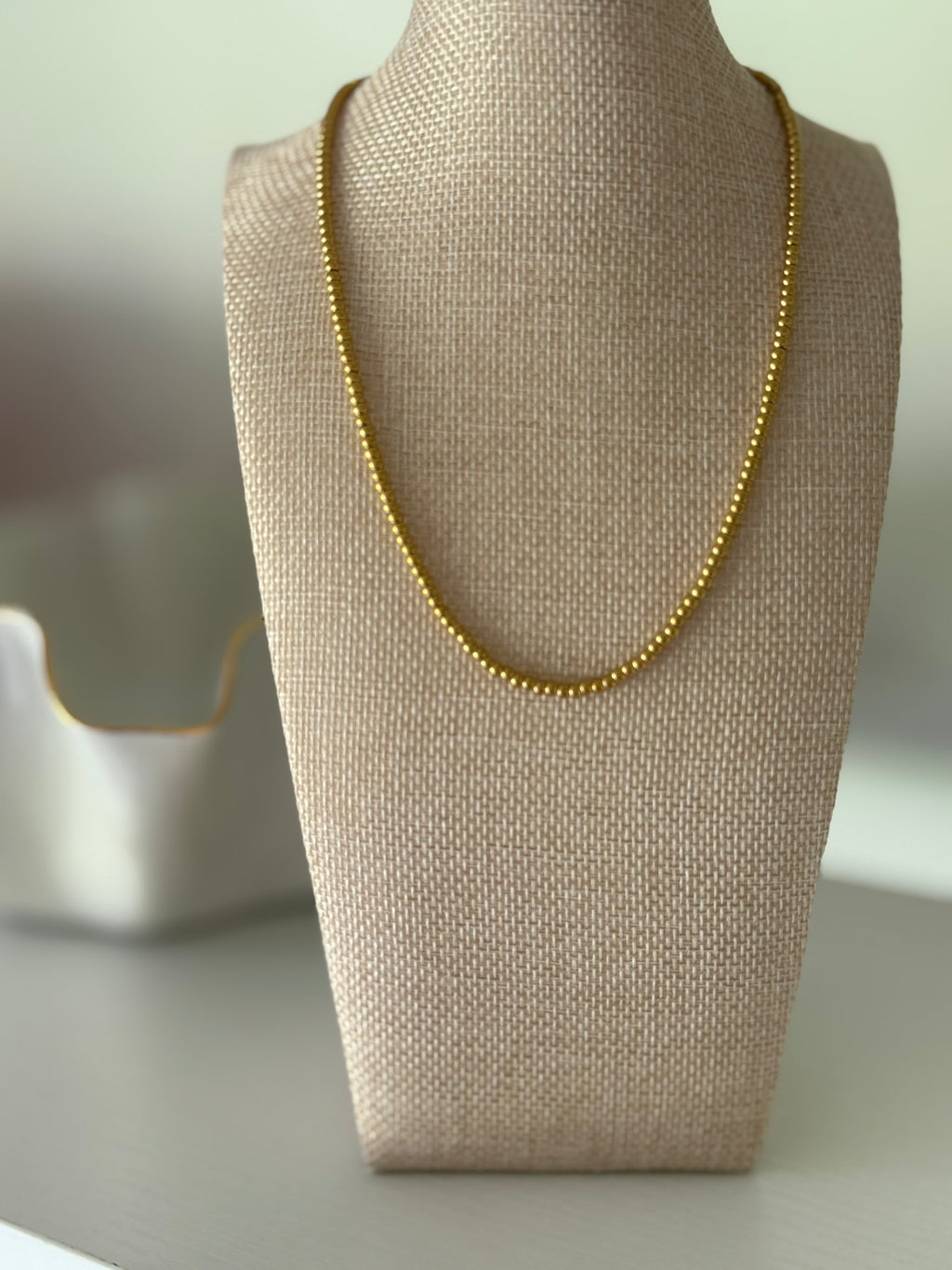 The Cora - 3 mm Gold Beaded Necklace 18K Gold Non Tarnish Water Resistant
