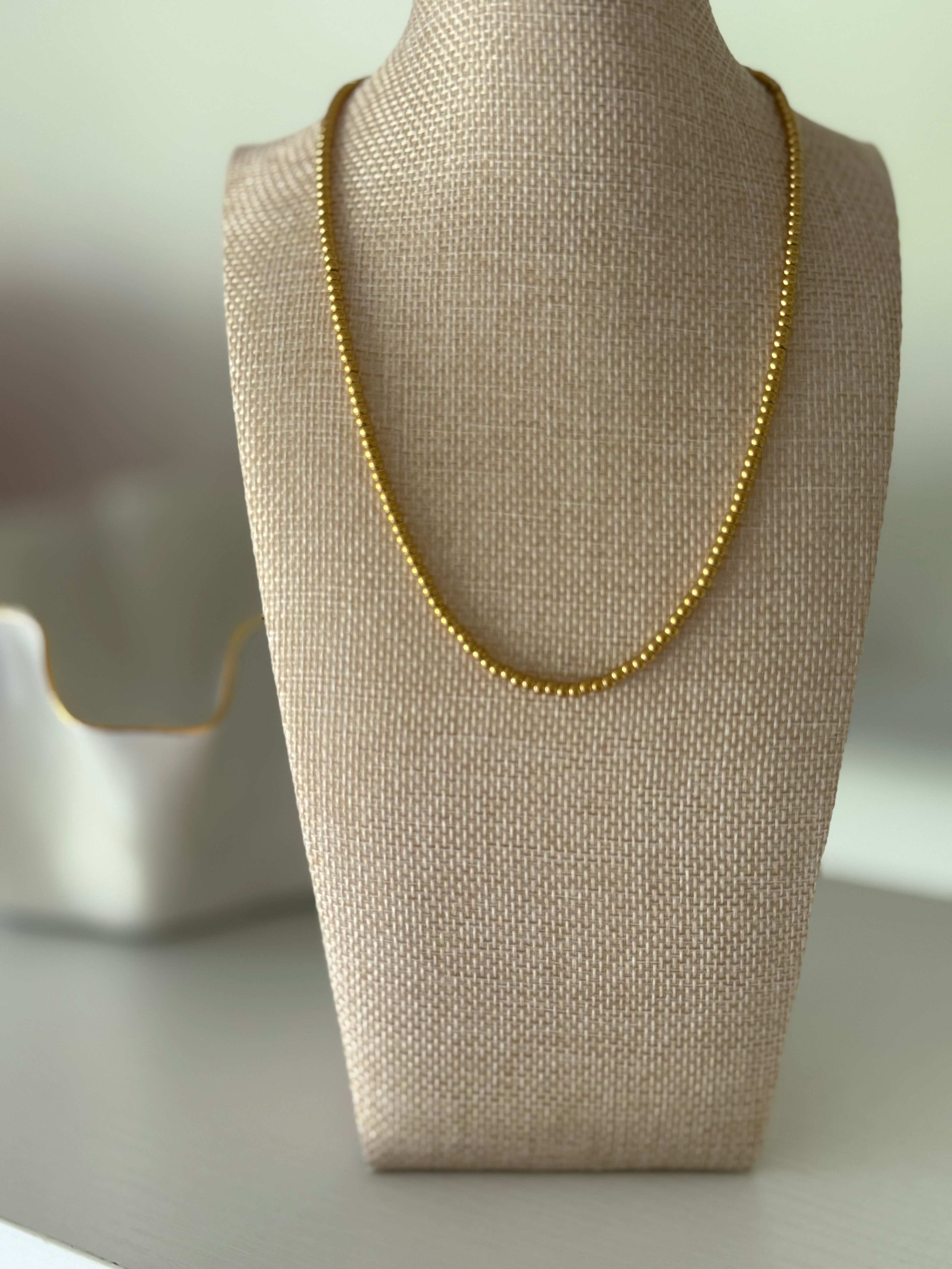 The Cora - 3 mm Gold Beaded Necklace 18K Gold Non Tarnish Water Resistant