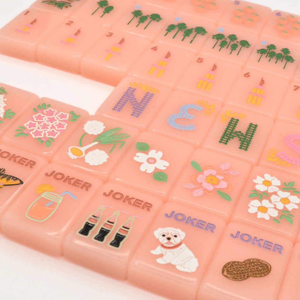 Mahjong Tile Set - Middle and Main Peach and Pine Tiles - A Georgia Inspired Mahjong Tile Set