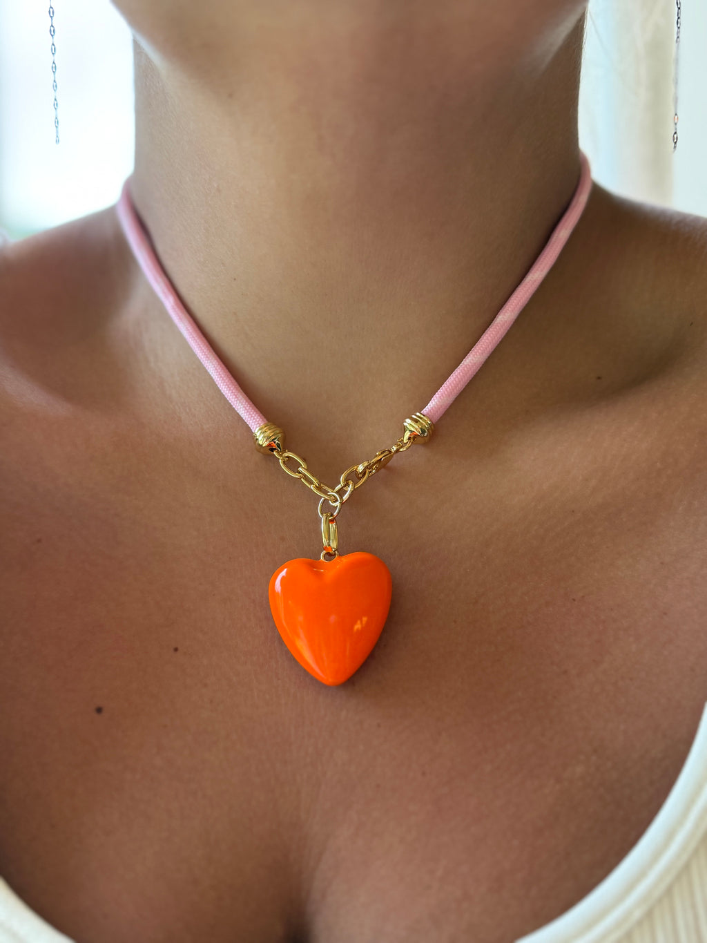 The Chunky Heart - Pink Cord/Orange Heart