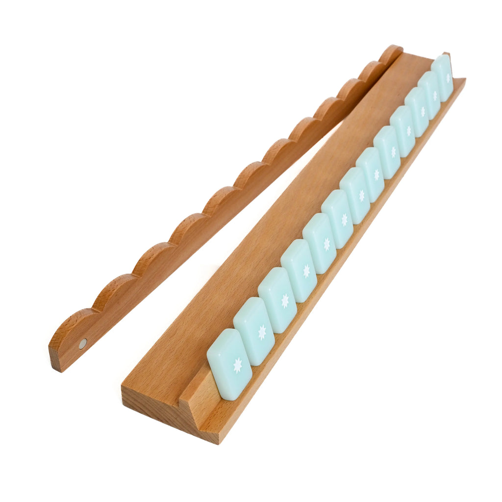 20" Luxury BeachWood Mahjong Racks with Magnetic Scalloped Pushers