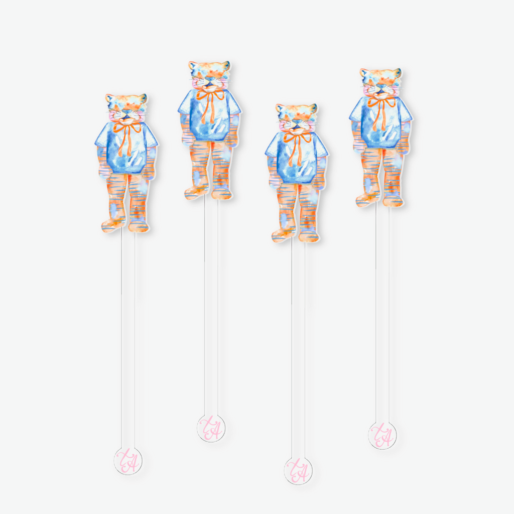 War Eagle! Auburn Acrylic Tiger Stripes Stir Sticks