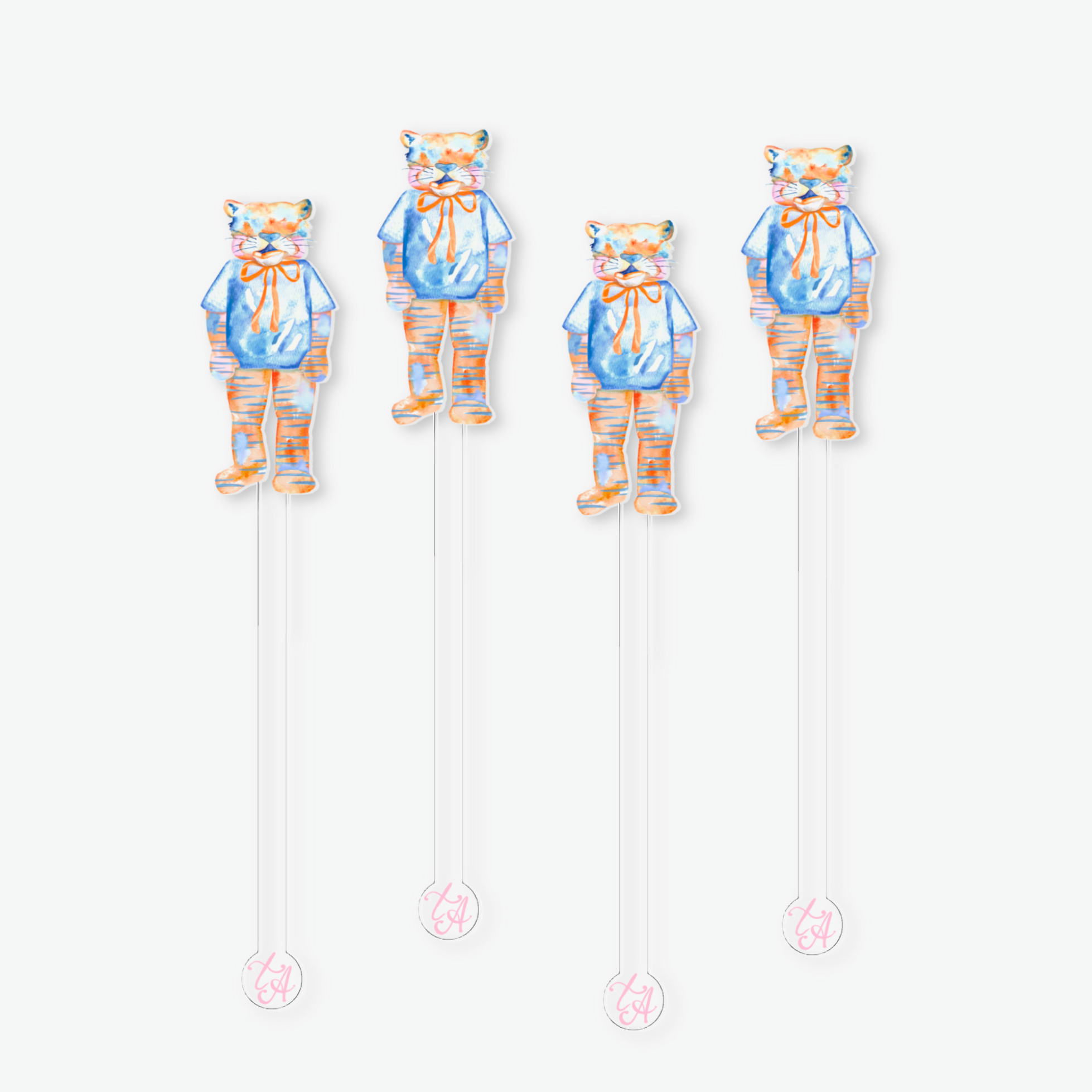 War Eagle! Auburn Acrylic Tiger Stripes Stir Sticks