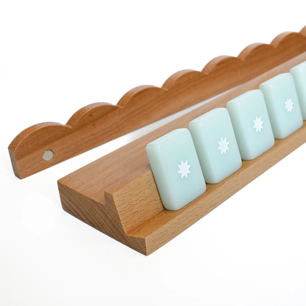 20" Luxury BeachWood Mahjong Racks with Magnetic Scalloped Pushers
