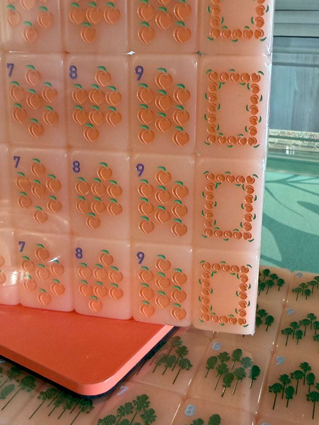 Mahjong Tile Set - Middle and Main Peach and Pine Tiles - A Georgia Inspired Mahjong Tile Set
