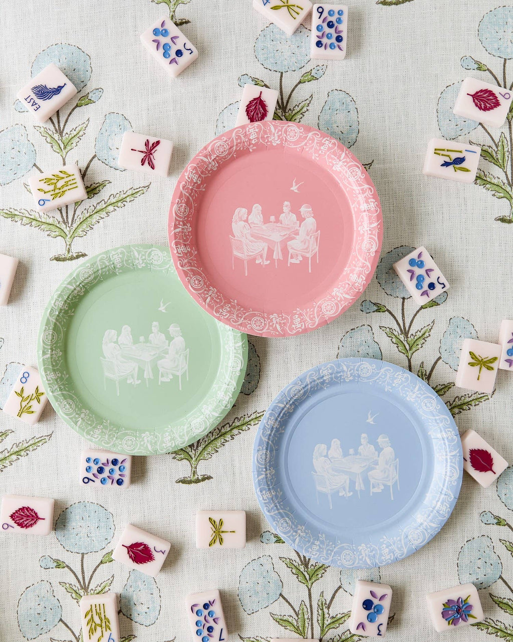 Mahjong Jasperware Inspired Mini Appetizer Paper Plates 50 PK