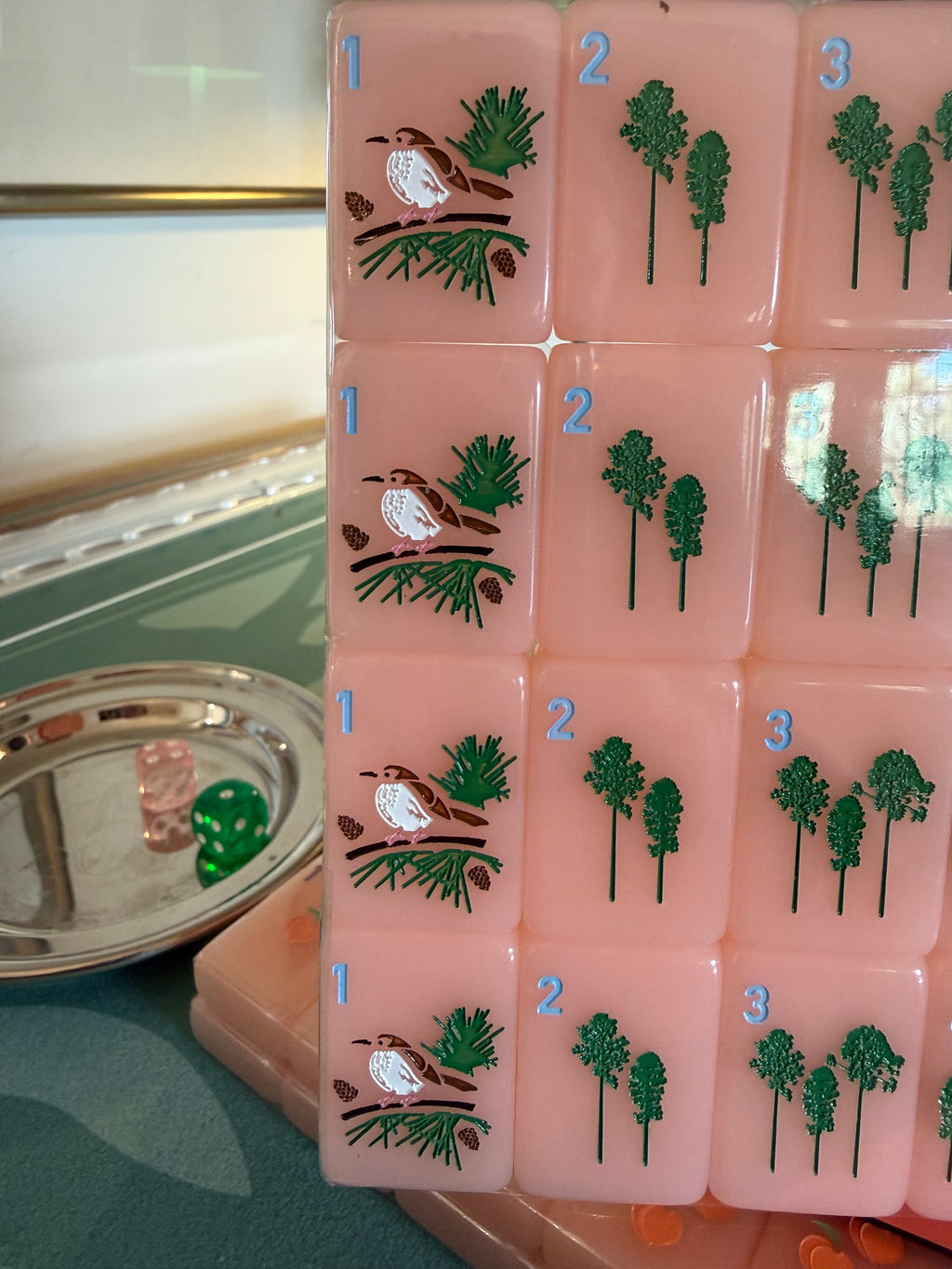 Mahjong Tile Set - Middle and Main Peach and Pine Tiles - A Georgia Inspired Mahjong Tile Set