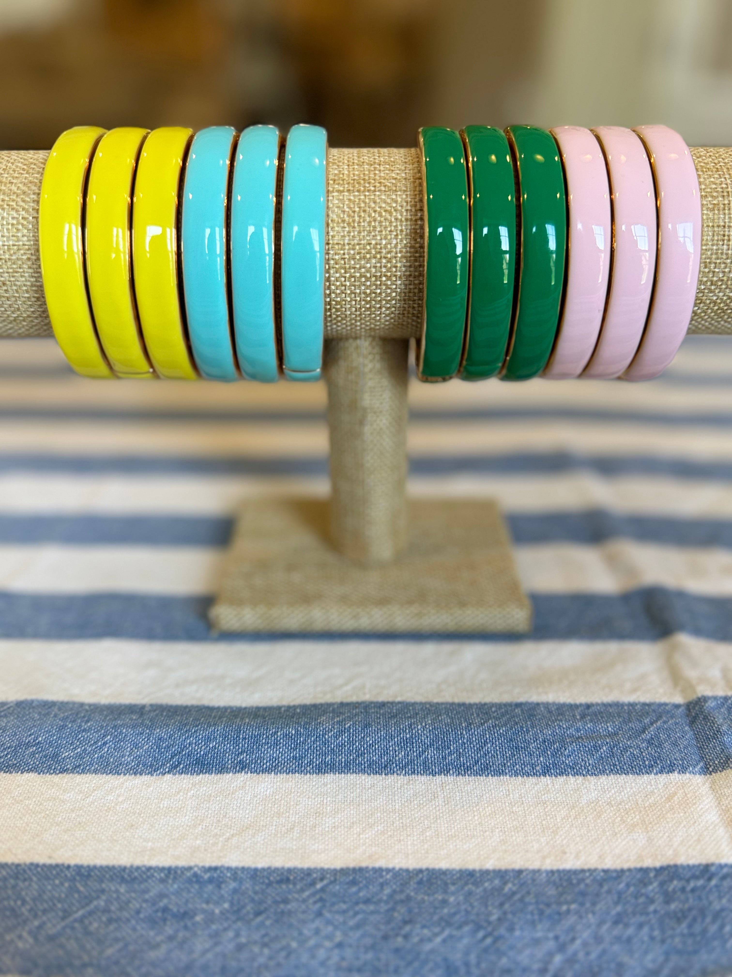 Enamel Hinged Bangle Bracelet
