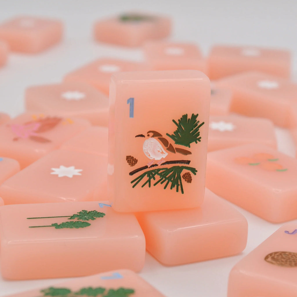 Mahjong Tile Set - Middle and Main Peach and Pine Tiles - A Georgia Inspired Mahjong Tile Set