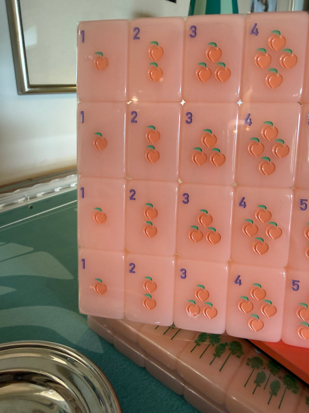 Mahjong Tile Set - Middle and Main Peach and Pine Tiles - A Georgia Inspired Mahjong Tile Set