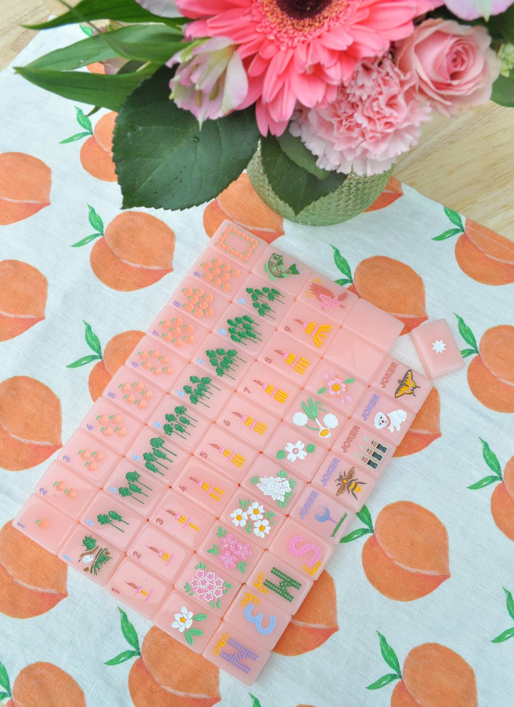 Mahjong Tile Set - Middle and Main Peach and Pine Tiles - A Georgia Inspired Mahjong Tile Set