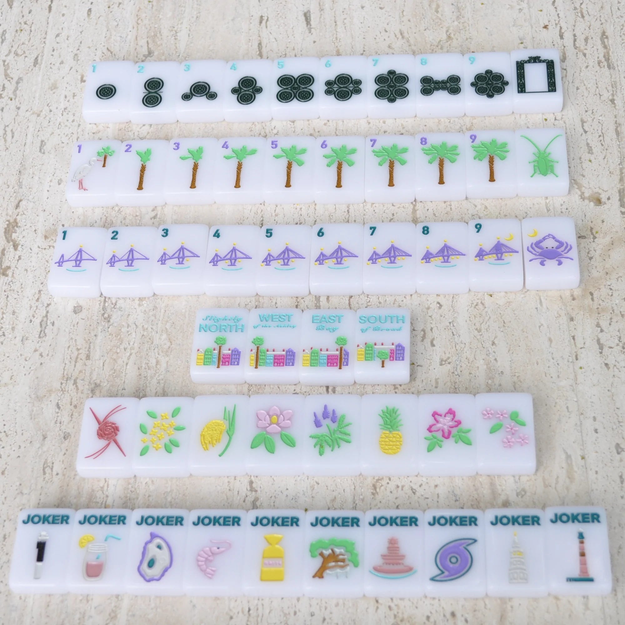 Mahjong Tile Set - Middle and Main Charleston Tiles - A South Carolina Inspired Mahjong Tile Set