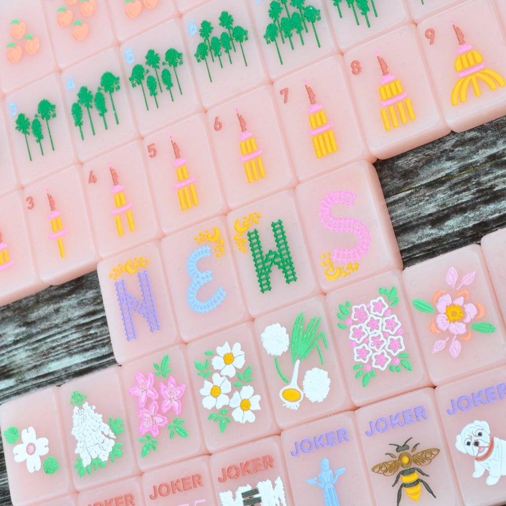 Mahjong Tile Set - Middle and Main Peach and Pine Tiles - A Georgia Inspired Mahjong Tile Set