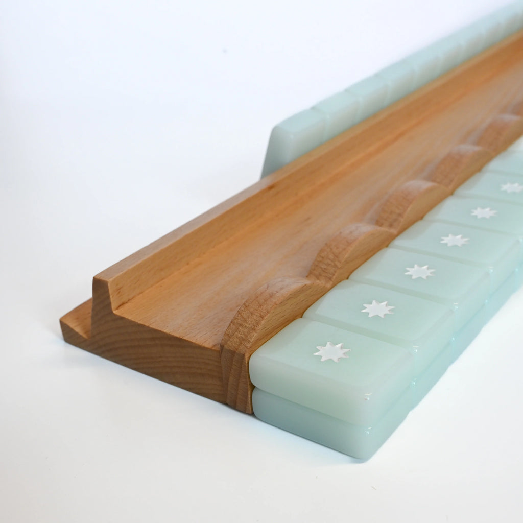 20" Luxury BeachWood Mahjong Racks with Magnetic Scalloped Pushers