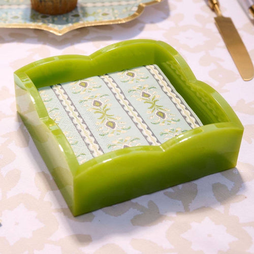 Acrylic Scalloped Cocktail Napkin Holder - Glossy Green