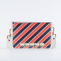 Orange and Navy Stripe Clear Stadium Bag with White Bamboo Stick