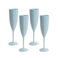 Scalloped Acrylic Champagne Flutes, Blue (Set of 4)