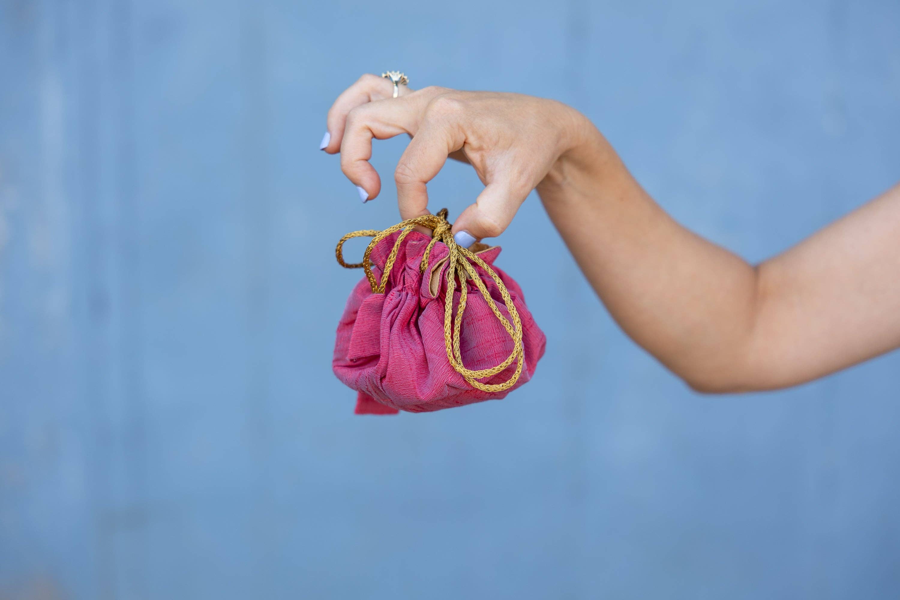 Travel Jewelry Bag- Small Rhubarb with Champagne Lining